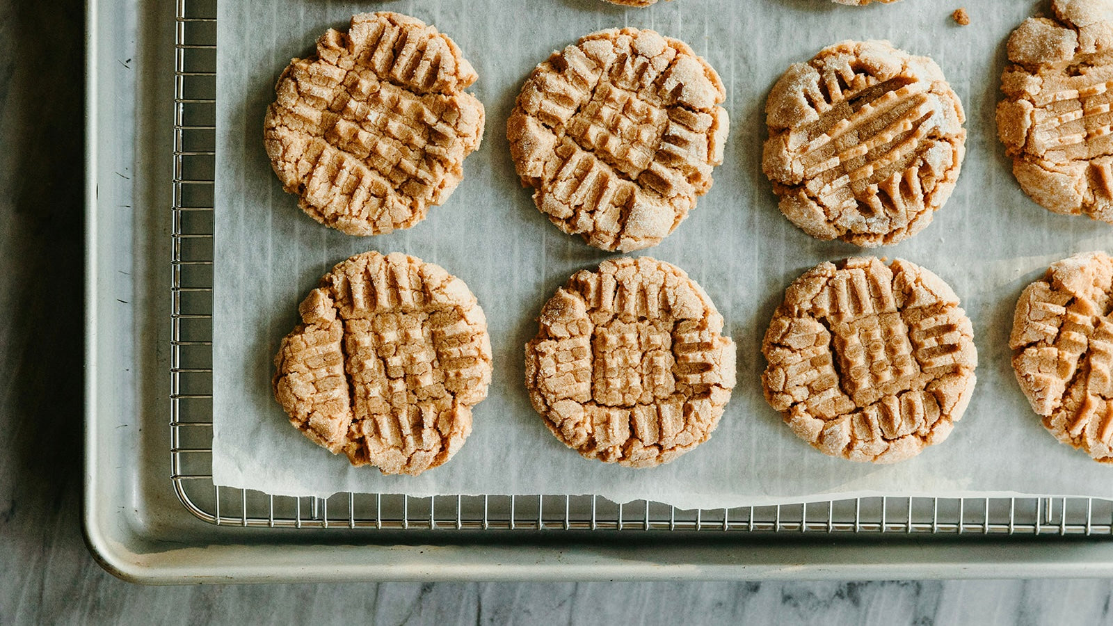 peanut butter cookies on sheet tray